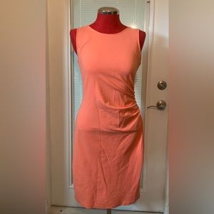 Kenneth Cole NY Body Stretch Ruched Dress Coral Blush full Back Zipper; Size 10.